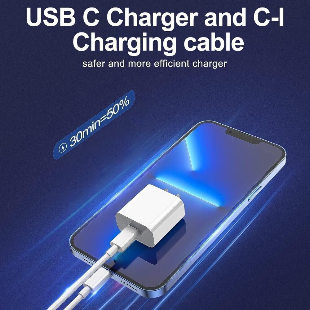 iPhone Charger Fast Charging 2 Pack Type C Wall Charger Block with 2 Pack [6FT&1 - Picture 3 of 7